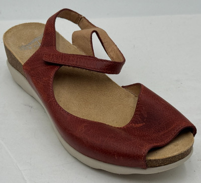 Dansko Marcy Women's Sandals Size 8.5-9 Burgundy Leather Peep Toe Wedge Sandals