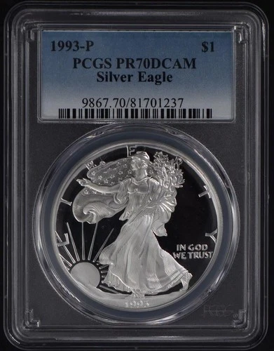 Photo of a 1993-P American Silver Eagle Proof from an eBay listing that sold on Jul 15, 2026