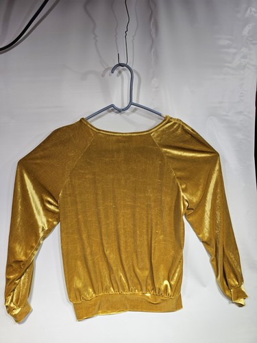 Anthropologie Maeve Yellow Velvet Long Sleeve Top Women's Size Medium - Picture 2 of 7