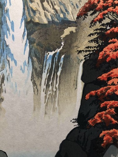 Kegon Falls Nikko by Kasamatsu Shiro Japanese Woodblock Print Autumn Landscape - Picture 7 of 10