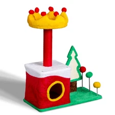 LEADZM  29.5in Christmas Themed Plush Cat Tree, Multi-level Cat Tower with Cat