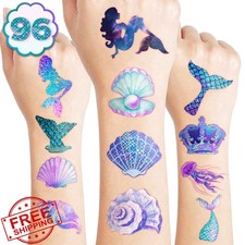 96PCS Mermaid Temporary Tattoos Kids Ocean Party Favors