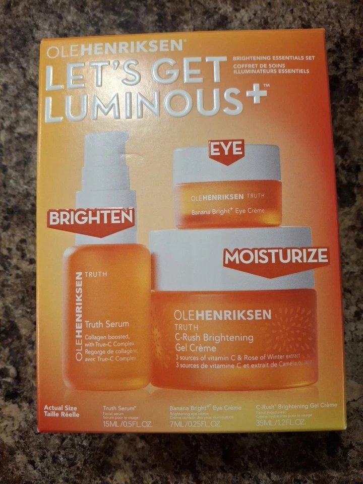 NEW OLE HENRIKSEN Let's Get Luminous Brightening Essentials 3 Piece Set
