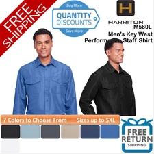 🔥 Harriton Men Key West Performance Staff Shirt pocket Up To 5XL M580L