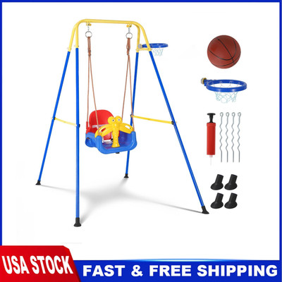 4 in 1 Toddler Swing Set,Indoor/Outdoor Baby Swing with Metal Stand Kids Swing