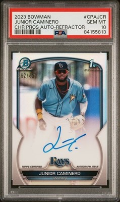 2023 BOWMAN CHROME 1ST JUNIOR CAMINERO AUTO REFRACTOR #362/499 PSA 10 GEM MINT