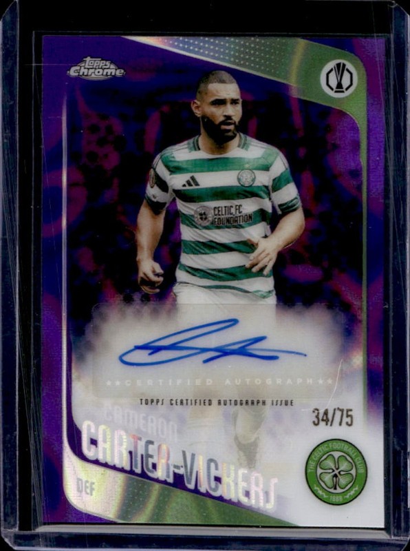 2025-26 Topps Chrome CC Cameron Carter-Vickers Auto Purple Lava Refractor #/75