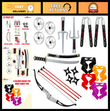 Ninja Weapons Set for Kids - Katana, Bow Arrow, Eye Masks, Warrior Costume Gea