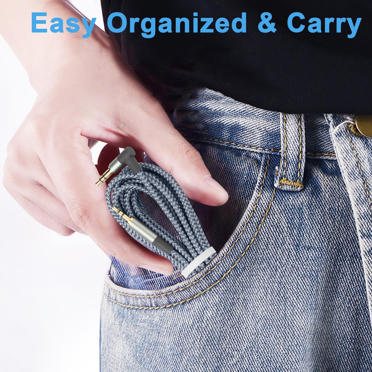 Herfair 3.5mm to 2.5mm Aux Cable Male to Male Audio Cord Replacement Headphon...