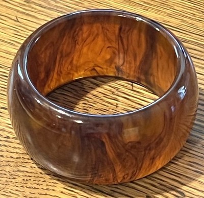 Vintage Bakelite Root Beer Marbled Wide Bangle Bracelet Apple Juice Marbling