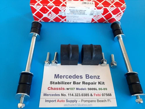Mercedes Benz Front Stabilizer Sway Bar Mounting kit  560SL 86-89 W107 Chassis