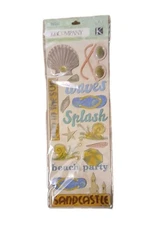 K & Company Sea Glass Beach Chipboard Sandcastle Sunglasses Flip Flops Shells