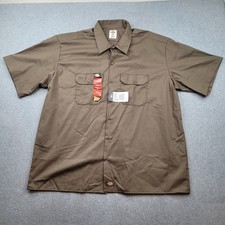 Dickies Work Shirt Mens 2XL Brown Short Sleeve Button Up Original Fit NWT