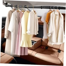 Car Clothes Hanger Bar, Heavy Duty Adjustable 30–63” Clothes Bar for Car, Black