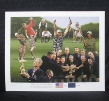 Alan Zuniga Tiger Woods USA 1999 Ryder Cup At Brookline Golf Lithograph Litho
