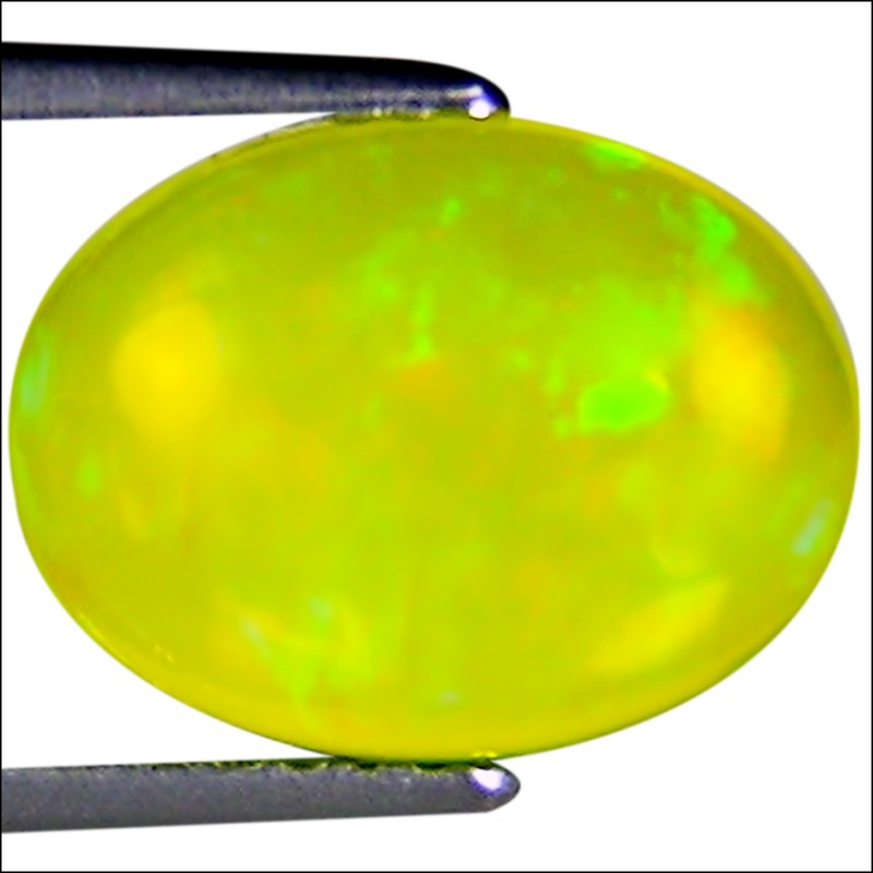 2.05 ct Natural Ethiopian Cabochon Yellow Opal Gemstone Yellow Color Oval Cut