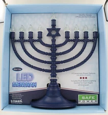 New Hanukkah Chanukah  Rite Lite LED Menorah with Star of David - Blue 