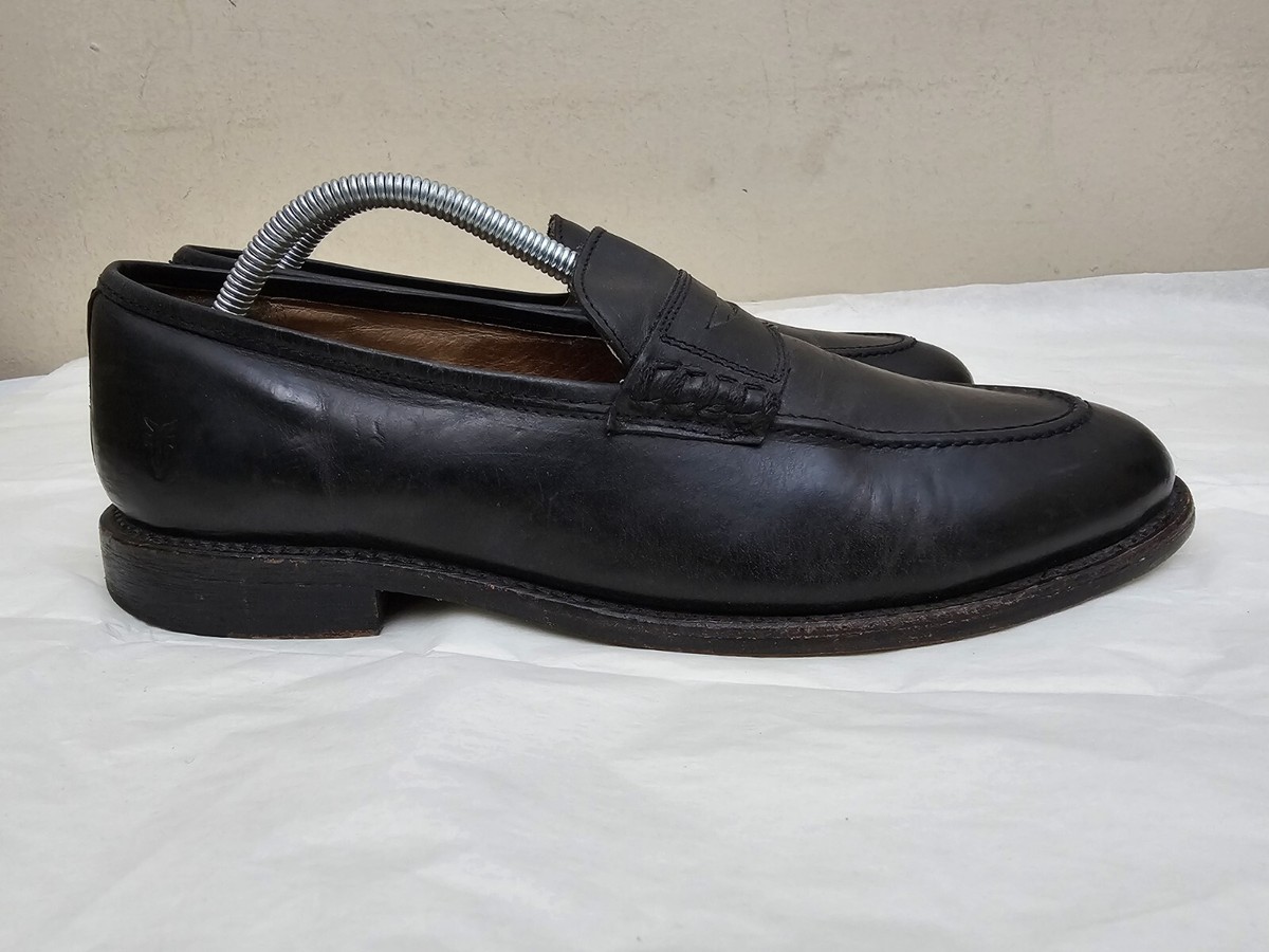 Frye John Addison Mens 9.5 D Black Leather Penny Loafers Dress Shoes Slip On Factory Second Robinson Smoking Slip-on Loafer | Men main image 3