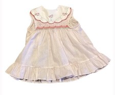 Polly Flinders Vintage Red White Smocked Dress Watermelon Polka Dot Size 24 Mon