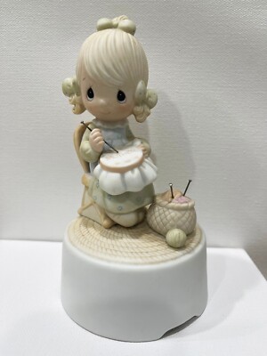 Precious Moments ''Mother Sew Dear'' music box playing you light up my life E-7182