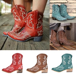 low heel cowboy ankle boots
