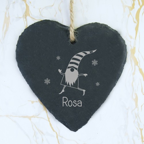 Personalisierte Christbaumkugel Schiefer Herz Deko Weihnachtsbaum Wichtel Ornament - Bild 11 von 20