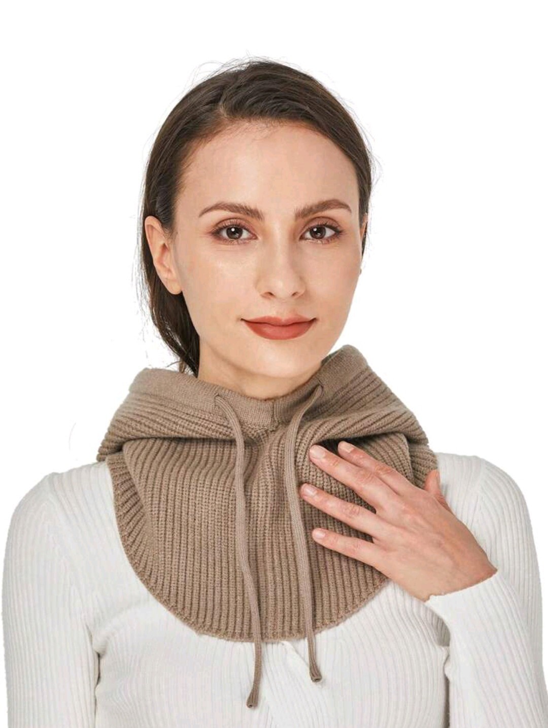 Cagoule Femme Chaude Hiver Laine tricoté écharpe à Capuche Tour