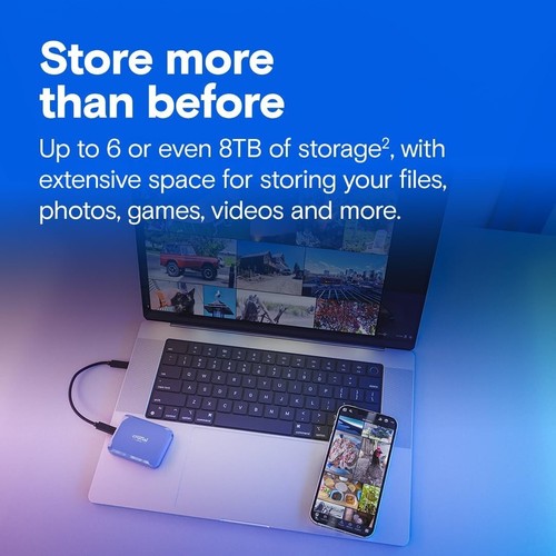 Crucial X10 4TB Portable External SSD Up to 2,100MB/s USB 3.2 USB-C Blue - Bild 6 von 9