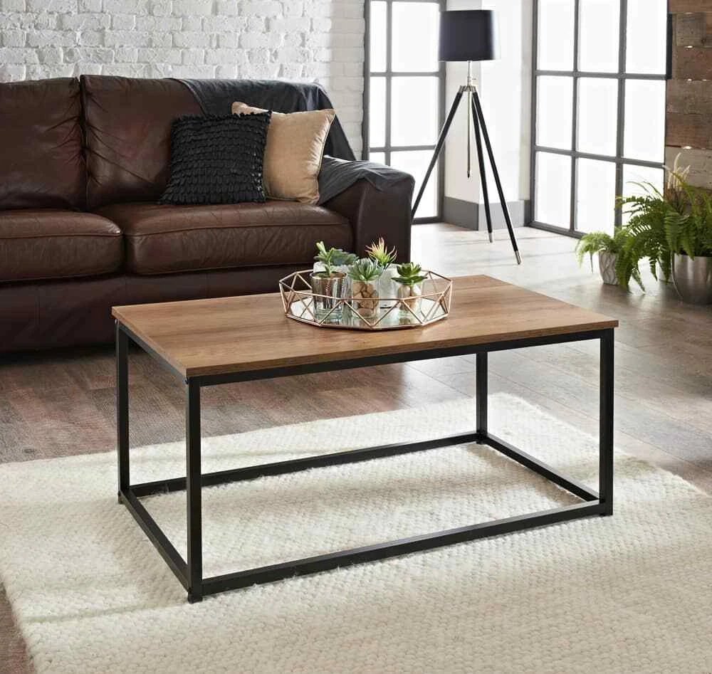 New Stylish Solid Tromso Coffee Table Dark Wood top and Black Legs