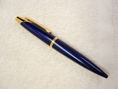 Dunhill Ballpoint Pen Large Galaxy Blue Fine Glitter Resin Finish 18K Gold Trim