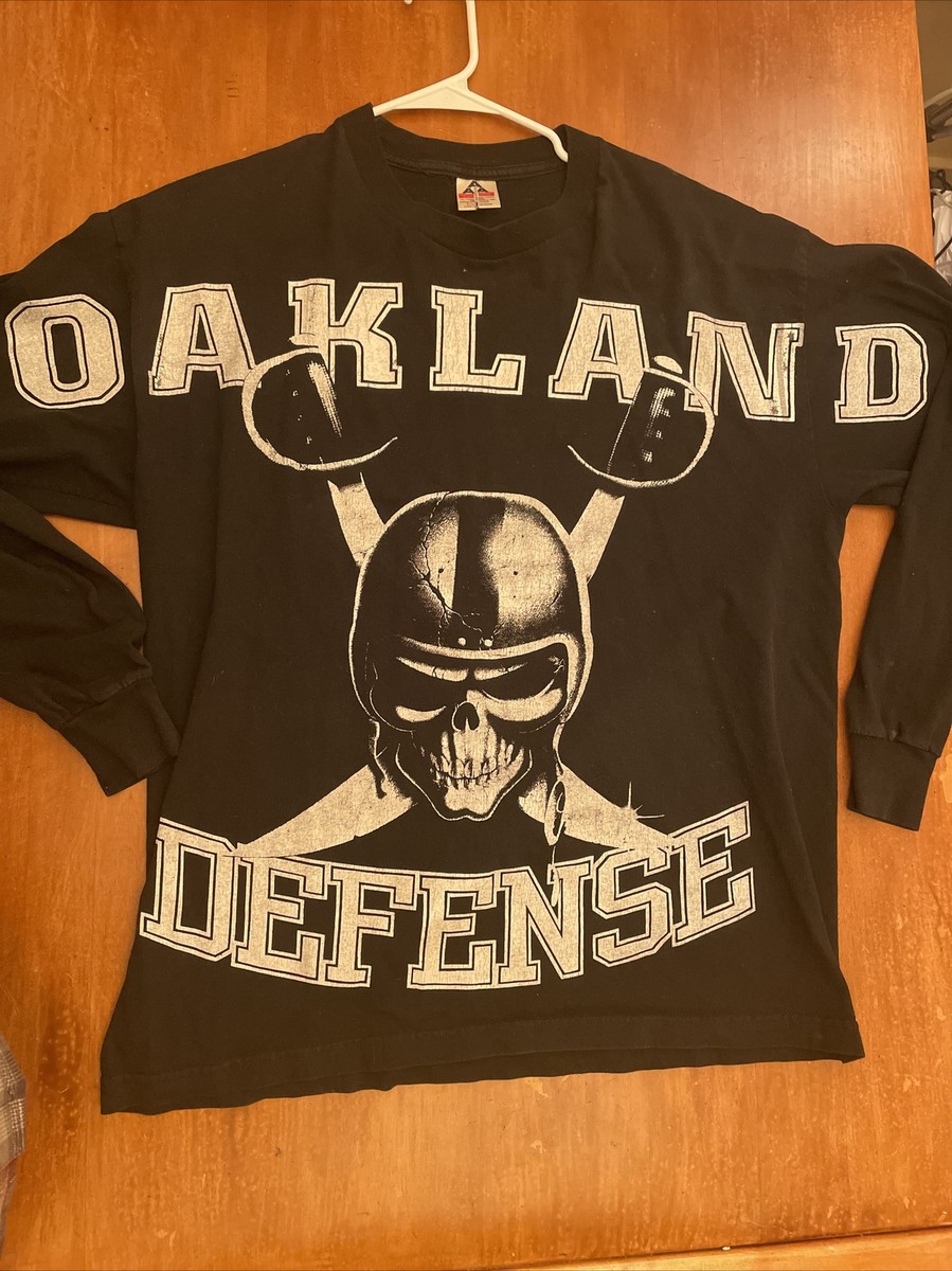 VTG OAKLAND RAIDERS DEFENSE Distressed Black AAA LongSleeve T