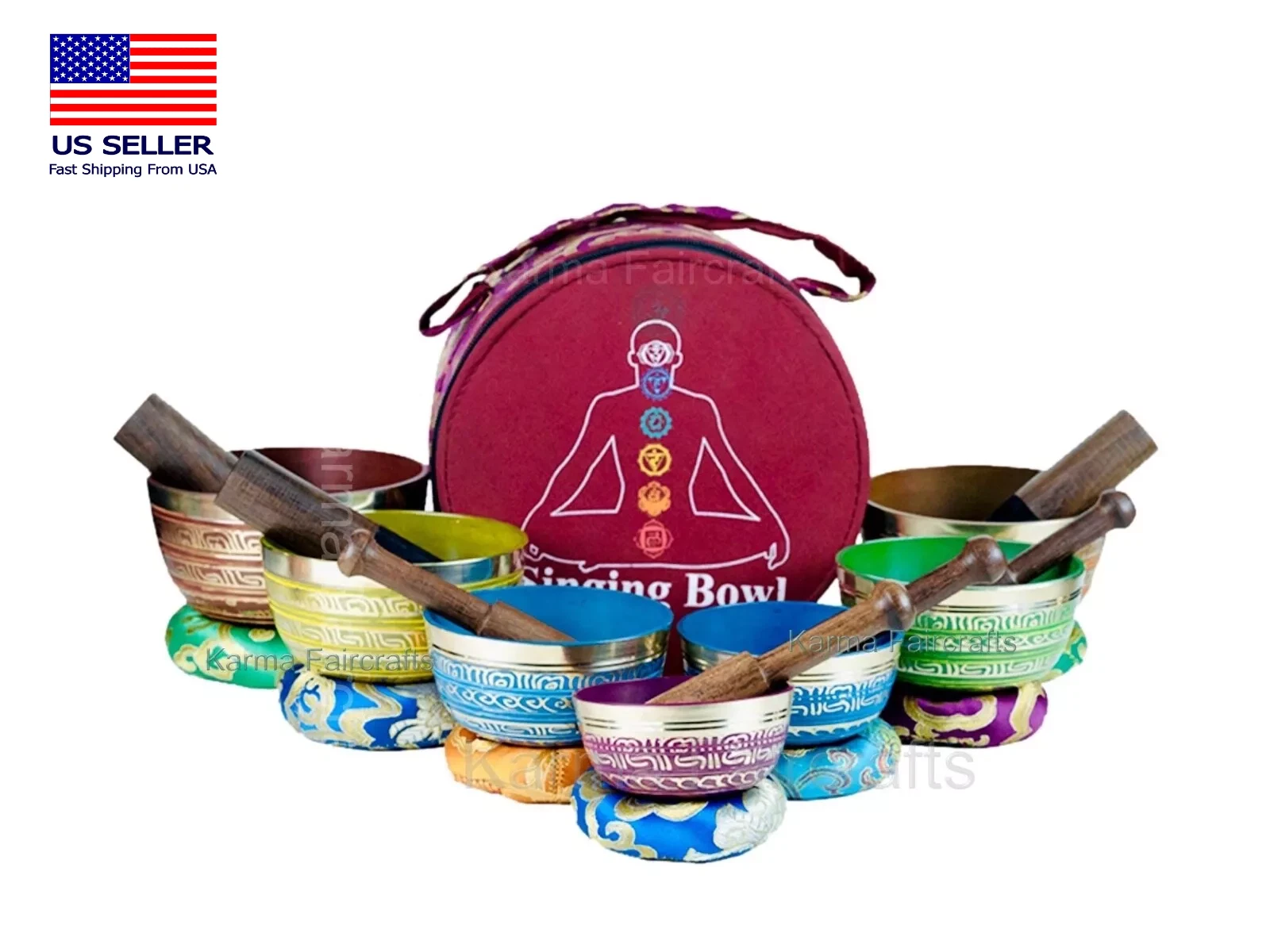 SALE 7 Chakra Healing Singing Bowl Set of 7 Colors Tibetan Sound Meditation Bowl