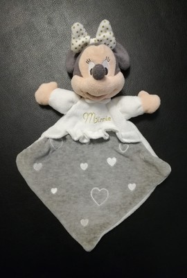 Doudou Plat Minnie losange coeur gris Pois Blanc brodé doré Disney Nicotoy 13