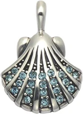Wildthings Sterling Silver Scallop Shell Pendant w/Faceted Aqua Crystal Stones