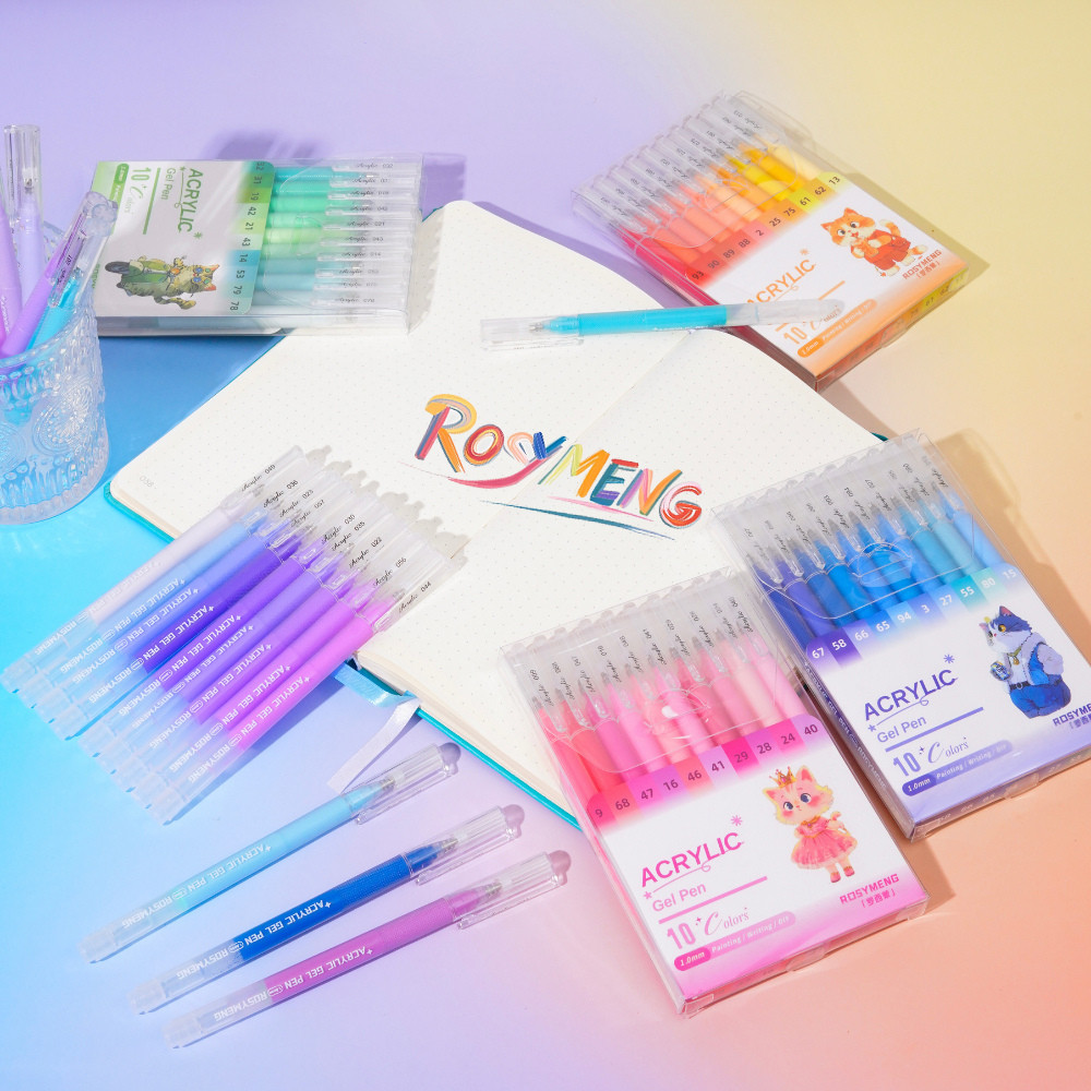 10/100 Colors Acrylic Gel Pens,  1.0 Fine Tip Muticolor Gel Pen Art Set