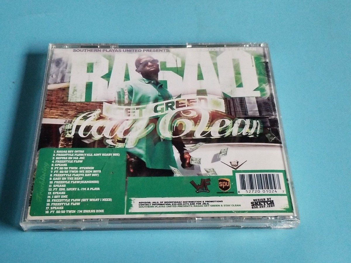 Rasaq ‎– Get Green Stay Clean 2007 VG+ CD Album Houston Rap So