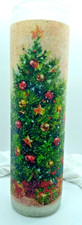Paula's  "Like Vintage"  Sugar Frosted Pillar Candle Christmas Tree