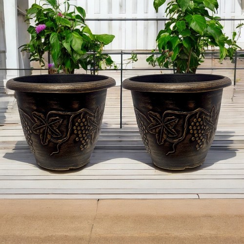 Decorative Outdoor Flower Pot | Antique Look Grapevine Patio Planter 37cm - Picture 42 of 44
