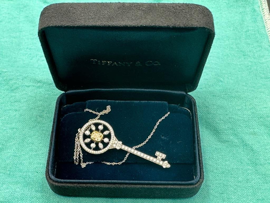 Tiffany & Co Platinum 18kt Gold 0.74ct Yellow Diamond Key