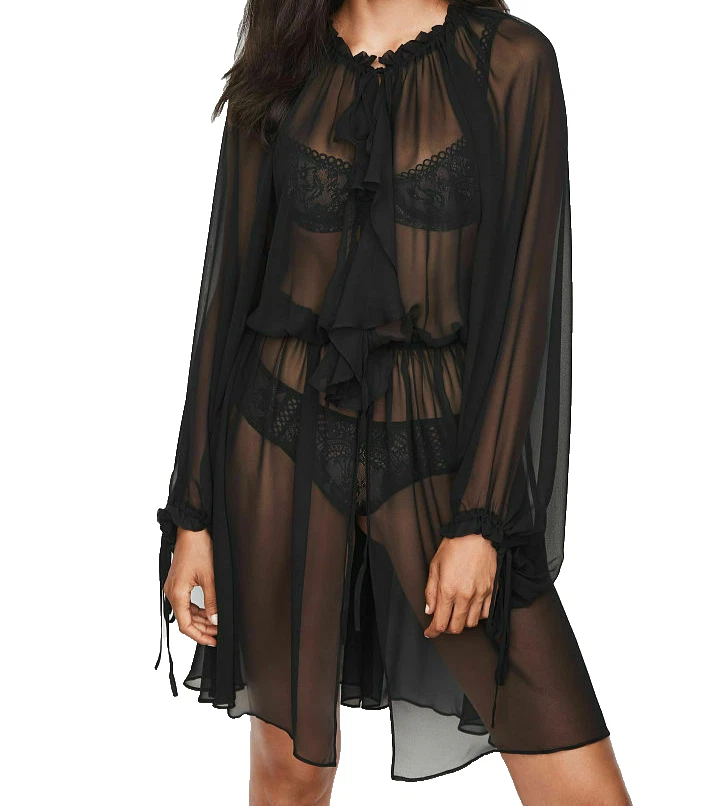 UNDERCOVER NUOVO abito Victorias Secret sexy tuffo chiffon arricciacapelli cover up kimono S XS N6522