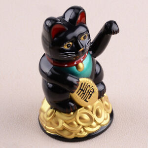  Chinese  Feng Shui Black Beckoning  Cat  Waving  Arm  Wealth 