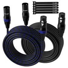 XLR Microphone Cable 15 Feet 2 Pack, Multi Colored , 3 Pin Shielded Balanced...