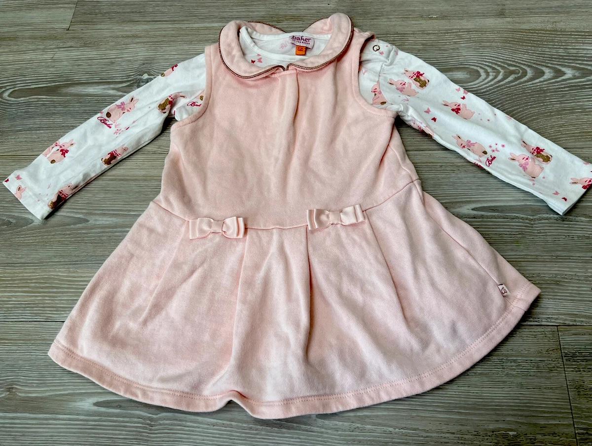 Ted Baker Baby Girls Bunny Pink Pinafore Dress Set 9 12 Months eBay