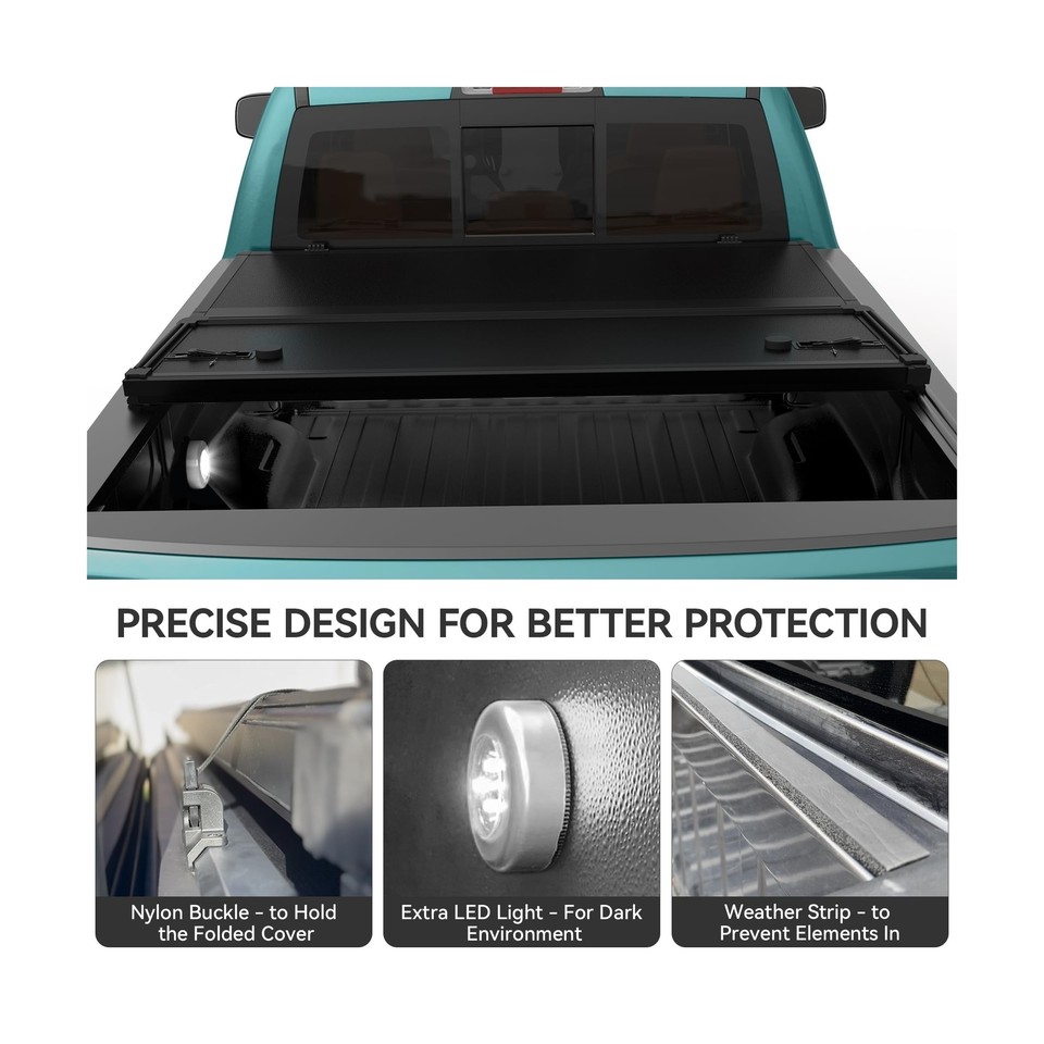 AUTOSAVER88 FRP Hard Trifold Truck Bed Tonneau Cover Compatible with