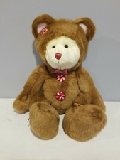 Russ Berrie 14" Christmas Plush Teddy Bear in Gingerbread Man Costume COOKIE