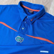 VTG Nike Team Sphere Dry Florida Gators Authentic Team Polo Shirt Men's XL Blue