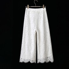 Ladies Straight Wide Leg Lace Capri Cropped Trousers Pants Loose Casual Summer