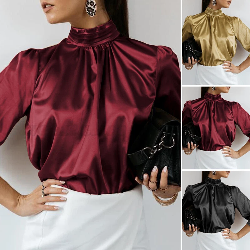 Satin high hotsell neck top