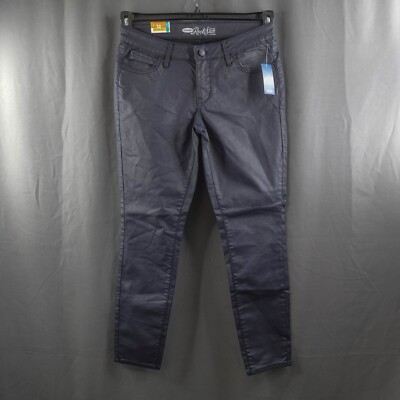 Old Navy Rockstar Jeans Womens 12 Black Coated Rock Punk Biker Moto NEW 