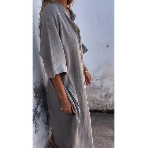 Maxi-Hemdkleid Für Damen Sommer Kaftan Lässig Lange Oberteile Lockere Hemden : - Picture 10 of 27